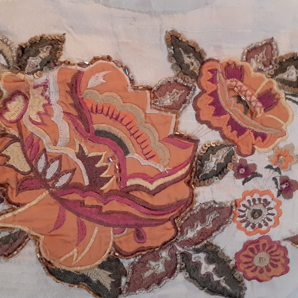 Vintage Cane Handle Hand Bag with front & rear embroidery detailing - Picture 8 of 11